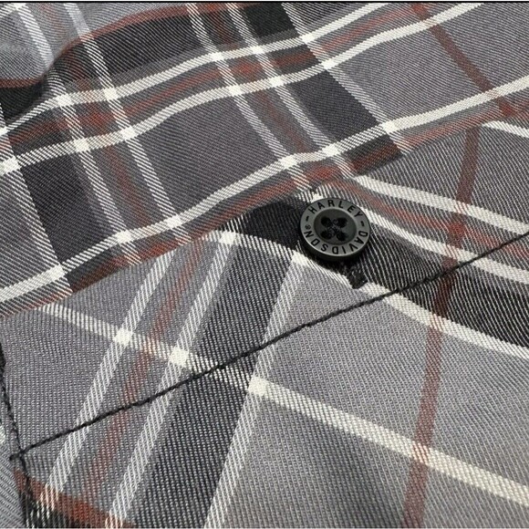 New Harley Davidson 120th Anniversary Plaid Button Up Shirt Grey Men’s Size LARG - Picture 6 of 9